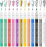 12 Farben Nagellack Stift Set, Nagelkunststift, DIY Linie Nagelkunst Graffiti, Nagelspitze...
