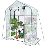 VOUNOT® Gewächshaus Foliengewächshaus, begehbares Gartenhäuschen mit 4...
