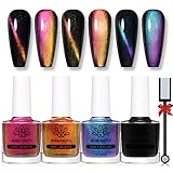 BORN PRETTY 6ML Magnet Nagellack Set mit Magnet, 3D Nagellack ohne UV Katzenauge Magnet...
