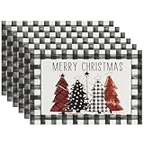 Aofmee Platzset Weihnachten, Tischset Weihnachten Abwaschbar 6er Set, Platzdeckchen PVC...
