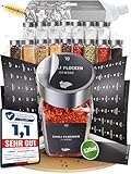 LAEVU Gewürzgläser Set Eckig | 24 Stk. 120ml - 10,7 x 4,5 cm | mit 350...