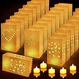 Kleemeiero 30 Stück Papier Lichttüten Feuerfest Papierlichtertüten Kerzentüten...