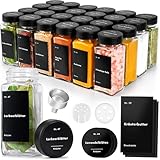 EDELHAUS Gewürzgläser Eckig Set mit Schwarzem Deckel (24 x 120ml)...