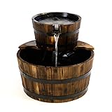Gartenbrunnen Holzbrunnen Fass Ø 44 cm mit Wasserpumpe 11 Watt Größe...