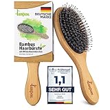 Bambus Haarbürste mit Wildschweinborsten Kopfmassage Haarpflege, Entwirrbürste für...