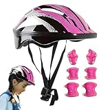 Skaten Schutzausrüstung Kinder,Kinder-Scooter Schutzset - Verstellbarer Helm Mit...