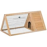 PawHut Kleintierstall 3-eckig Kleintierkäfig mit Freigehege Kleintierhaus Auslauf...