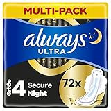 Always Ultra Binden Damen Gr. 4, Secure Night, 72 Damenbinden mit Flügeln (6 x 12 Stück)...
