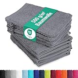 10er Pack Waschhandschuhe, Waschlappen Größe 15x21 cm in Anthrazit 100%...