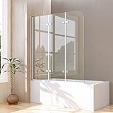 Goezes Duschwand für Badewanne 130x140cm 3-teilig faltbar, Badewannenaufsatz...