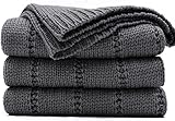 RECYCO Strickdecke 127x152 Grau, Weich Warm Grobstrick Gestrickt Decke Strick...