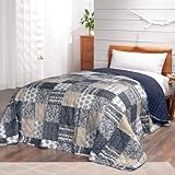 Delindo Lifestyle® Tagesdecke Patchworkdecke Mellow Blue im Vintage Design,...