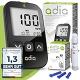 adia Blutzuckermessgerät (mg) mit 60 Blutzuckerteststreifen, 10 Lanzetten, 1 Stechhilfe,...