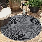 carpet city In- & Outdoor-Teppich Anthrazit, Grau - Wendeteppich - 160 cm Rund -...
