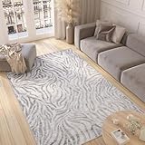 TAPISO Valley Teppich Kurzflor Grau Beige Schwarz Zebra Tiermuster Meliert...