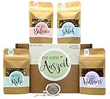 Eine kleine Auszeit Tee Geschenk-Box mit 4 verschiedene Sorten Tee und Tee-Ei Geschenke...