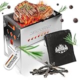 Zentorno® Camping Grill [New 2023] Holzkohle Tischgrill aus Edelstahl [bis zu 900°...