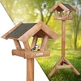 VOSS.garden Vogelhaus Vinde, braun, Bitumendach, 117cm, Futterhäuschen inkl....