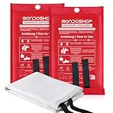 Mondoshop Feuerlöschdecke Küche Löschdecke Fettbrand- 1x1 m Branddecke Küche gemäß...