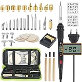 Lötkolben Set LCD, Brandmalerei 80W Pyrographie-Tipps Schablonen Farbstifte...