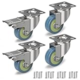 RAVN HAMAN 4er Set Möbelrollen 50 mm - Schwerlastrollen bis 50 kg pro Rad - 2 Räder mit...
