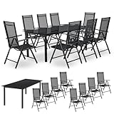 Juskys Aluminium Gartengarnitur Milano 8+1-8 Hochlehner Stühle verstellbar & klappbar mit...