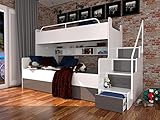 Marlux-Meble Hochbett Kinderbett JSM-3 mit Treppe 80x190 + 120x190 Hochglanz Kinderbetten...