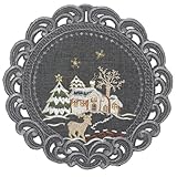 Weihnachten Hirsch im Winterlandschaft Tischläufer Leinenoptik ca. 30 cm Rund,...
