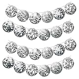 VIKY Disco Deko Girlande Silber, 2 Stück Glitzer Discokugel Deko Girlande Banner, Disco...