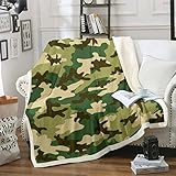 Fleecedecke mit Camouflage-Muster, für Sofa, Couch, Teenager, ultraweich, schlicht,...