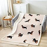 Kinder-Hunde-Überwurfdecke, Dackel-, Hunde-Fleecedecke für Bett, Sofa, niedlich, lustig,...