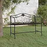 JKYOU 2 Sitzer Gartenbank 104 cm schwarz Stahl mit den Maßen 104 x 52 x 78 cm (B x T x H)