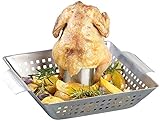 Rosenstein & Söhne Hähnchengrill: BBQ-Hähnchen-Griller mit Aroma-Behälter für ganze...
