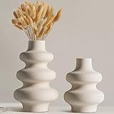 Keramik Vase - 2 Set of beige Runde Vase für Moderne Heimdekoration,Böhmische...