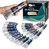 Artina 24x 200ml Ölfarben Set Studio - Künstler Ölfarben zum Malen mit Pinsel...