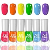 6 Farben Nagellack Neon Set - Atmungsaktiv Schnell Trocknend Nagelack - Ungiftig Nagellack...