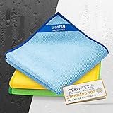 washly Putztücher 30 x 30 cm – 3 farbige Oeko-TEX Mikrofasertücher -...