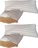 Natur- 2 Stück Bio Hirsekissen Schlafkissen 40 x 80 cm Komfort mit abnehmbarem...