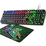 DE Layout Gaming Tastatur Maus Set, QWERTZ Layout verdrahtet 104 Tasten Rainbow...