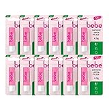 bebe Zartrosé Lippenpflege (12 x 4,9 g), Lippenpflegestift mit Mandelöl &...