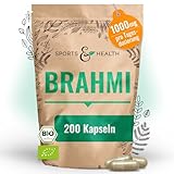 Bio Brahmi Kapseln – 200 Kapseln – Bacopa Monnieri perfekt dosiert – 1000 mg Brahmi...