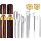 Leder Nadel Set, 4 Größen Dreieck Leder Nähen Nadel mit Hand Nähen Nadel, Große Augen...