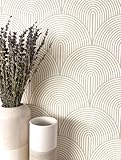 NEWROOM Tapete Beige Vliestapete Bogen - Mustertapete Modern Grau Weiß Linien...