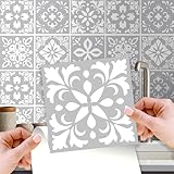 WALPLUS 24 Stück Fliesenaufkleber Küche 15x15cm Klebefolie Fliesenoptik Hitze-...