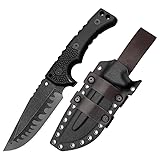 Gdekls Taktisches Jagdmesser mit Lederscheide, 29,5cm Gesamtlänge, 13,5cm Klinge,...