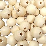 TOAOB 100 Stück Holzperlen Groß Holzperlen zum Auffädeln Natur Holzkugeln mit Loch 20mm...