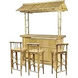 habeig 4tlg. Bar Rivas Bambus Theke Tresen Barhocker Outdoor Bambusbar Gartenbar...