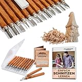 HOLZWURM Schnitzwerkzeug-Set 12-tlg inkl. Video-Schnitzanleitung und E-Book,...