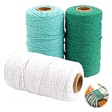 3 Stück Makramee Garn Set Bunt, 2mm x 100m Macrame, Baumwolle Makramee Baumwollgarn, Yarn...