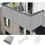 Balkon 120 x 750 cm grau HDPE Sonnenschutz Windschutz Outdoor